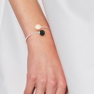 Armband u en mij roze cultuur parel en kristal preciosa wit semi rigide zilver 925