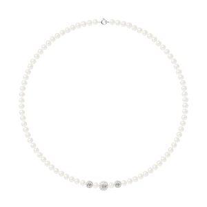Ketting Rank van zoetwatercultuur kralen 5-6 mm en Crystal Preciosa Silver 926