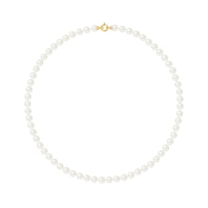 DIADEMA - Necklace - Princess - Real Freshwater Pearls - White - Yellow Gold