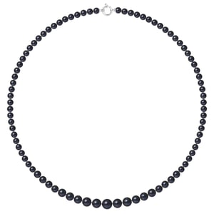 DIADEMA - Necklace - Real Freshwater Pearls - Black Tahitian Style - White Gold