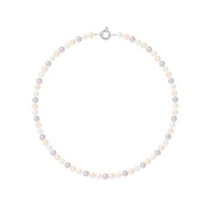 DIADEMA - Halsband - Äkta Sötvattenspärlor - Pastellmultifärgad - Silver