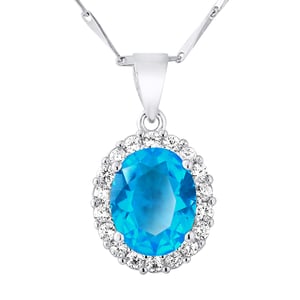 Ketting topaz kleur kristal en zilver zirkoniumoxiden 925 - Diana