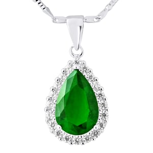 Ketting "smaragdgroene kleur" Crystal peer en zirkoniumoxiden zilver 925 - paleis