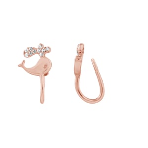 Zilver 925 Whale Oor Clips Roze Vergulde - Reverie