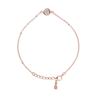 Solitaire Armband Serti Clos Verstelbaar Zilver 925 Roze Vergulde - Leven in Roze