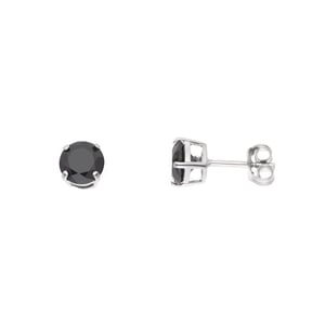 Ronde en zwarte zirkoniumoxide oor nagels diameter 6 mm zilver 925 - alle zwart 6
