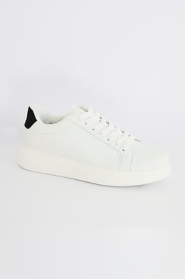 White 'Royal' Faux Leather Chunky Sole Lace Up Trainer
