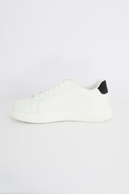 White 'Royal' Faux Leather Chunky Sole Lace Up Trainer