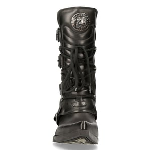 New Rock zwart lederen cowboylaarzen met gesp - M-7993-S1
