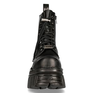 New Rock zwart lederen gevechtstorenlaarzen - M-NEWMILI083-S21