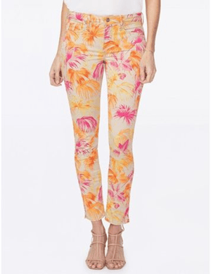 Alina Skinny Ankle Jeans Print Premium Denim | Beach Garden Clementine