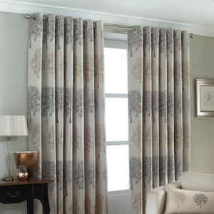 Oakdale Tree Motif Eyelet Curtains in Silver