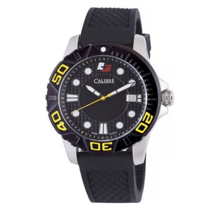 Calibre Men's Akron Swiss Made Movement Watch Black Rubber Strap Black Dial