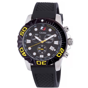 Calibre Men's Akron Swiss Made Movement Watch Black Rubber Strap Black Dial