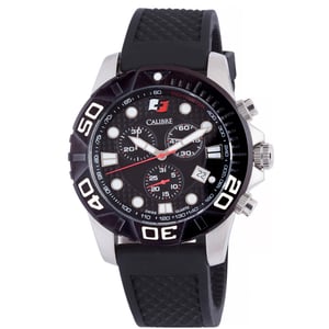 Calibre Men's Akron Swiss Made Movement Watch Black Rubber Strap Black Dial