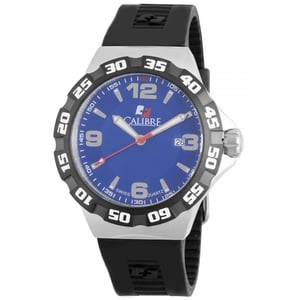 Calibre Men's Lancer Swiss Made Movement Watch Black Rubber Blue L3 Dial