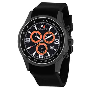 Calibre Men's Mauler Swiss Made Movement Watch Black Silicone Strap Black Dial