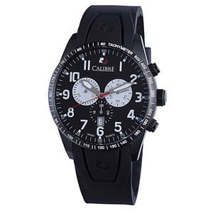 Calibre Men's Recruit Swiss Made Movement Watch Black Rubber Strap Black Dial