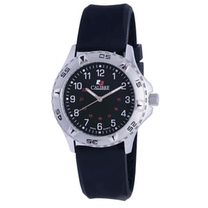 Calibre Men's Sea Wolf Swiss Made Movement Watch Black Silicone Strap Black Dial