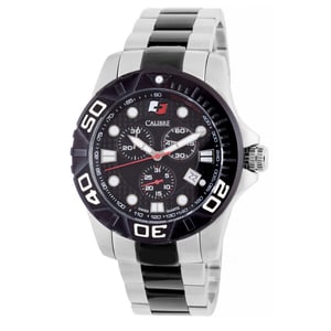 Calibre Men's Akron Swiss Made Movement Watch Two Tone Stainless Steel Strap Black Dial