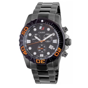 Calibre Men's Akron Swiss Made Movement Watch Black Stainless Steel Strap Black Dial