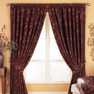Shiraz Danmask Pencil Pleat Curtains in Bugundy