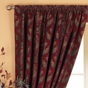 Shiraz Danmask Pencil Pleat Curtains in Bugundy