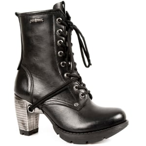 New Rock dames zwart lederen gotische traillaarzen - TR001-S1
