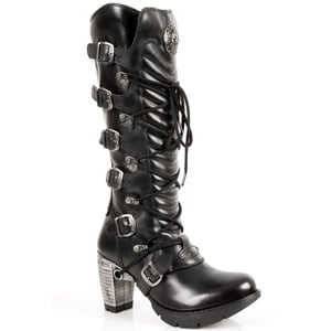 New Rock dames kniehoge laarzen met zwarte gesp en veters - TR004-S1