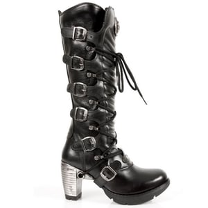 New Rock dames kniehoge laarzen met zwarte gesp en veters - TR004-S1