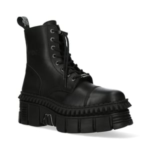 New Rock zwarte leren laarzen-WALL083CCT-S6
