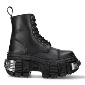 New Rock metalen zwarte leren laarzen-WALL083C-S4