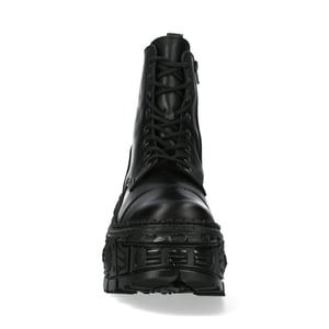 New Rock Black Goth Leather Boots-WALL083C-S5