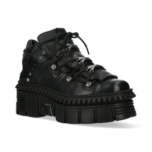 New Rock Svart läder Ankel Goth Boots-WALL106-S13