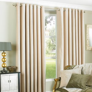 Wellesley Velvet Feel Eyelet Curtains in Natural