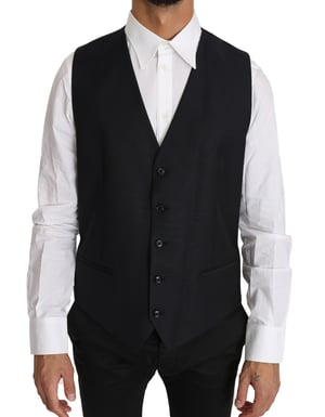 Dolce & Gabbana Grijs Wollen Zijden Waistcoat Vest voor heren