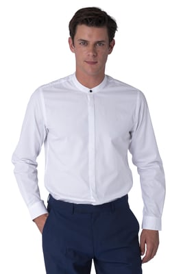 Harry Brown Joshua White Grandad Cotton Shirt