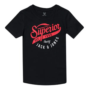 Boy's Jack Jones Junior Logo T-Shirt in Black