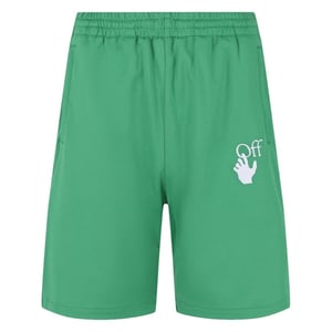 Off-White Hands Off Logo Skate Fit Green Track Sweat Shorts