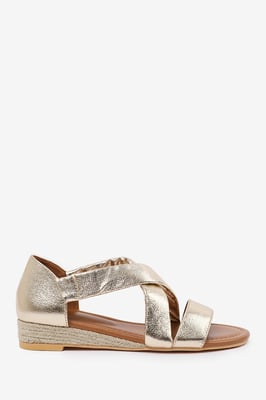 Wheres That From Womens 'Hummingbird' Low Wedge Shoes With Cross Over Strap