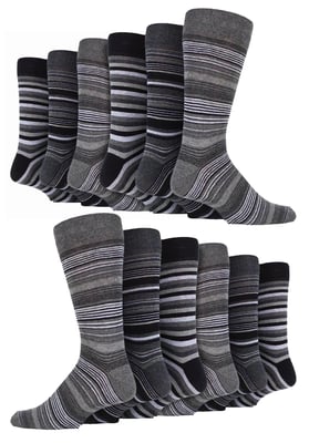 12 par flerpack herrstrumpor i bomull med färgglada ränder | Sock Snob | Mönstrade strumpor för affärs- och fritidskläder - Buenos Aires