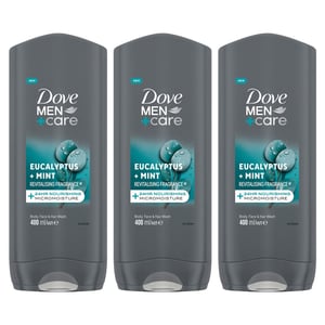 Dove Men+Care 3-in-1 Hair, Body & Face Wash Eucalyptus + Mint Fragrance, 3x400ml