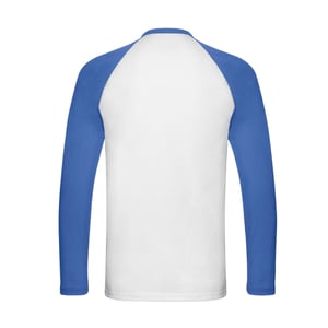 Fruit of the Loom Heren Contrast Honkbal T-shirt met lange mouwen (Wit/royaal blauw)