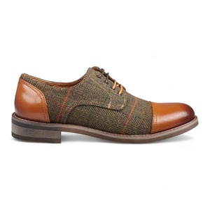 Justin Reess Heren Bruine Leren Tweed Oxford Schoenen - Theon