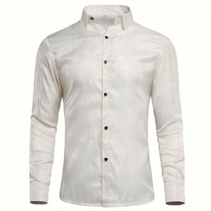 Slim Fit broderad vit Paisley-skjorta