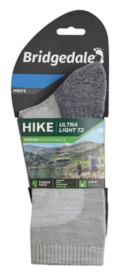 Bridgedale - Mens Hiking Ultralight Merino Wool Socks - Gunmetal