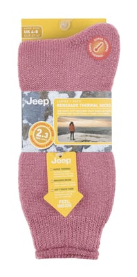 Ladies Thermal Sock | Jeep | Breathable Luxury Cushioned Winter Boot Socks for Women - Rose