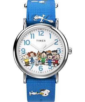 Timex Weekender X Peanuts Gang's All Here Unisex Blauwe Horloge TW2W19400