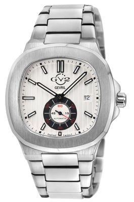 GV2 Men's Potente Swiss Automatic ETA 2895 Silver/Black Dial, 316L Stainless Steel Watch