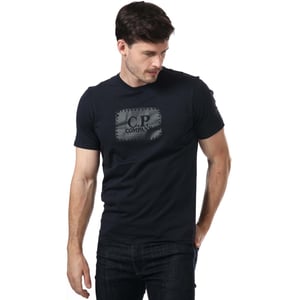 C.P. Company T-shirt met kaderlogo midden op de borst voor heren, marineblauw